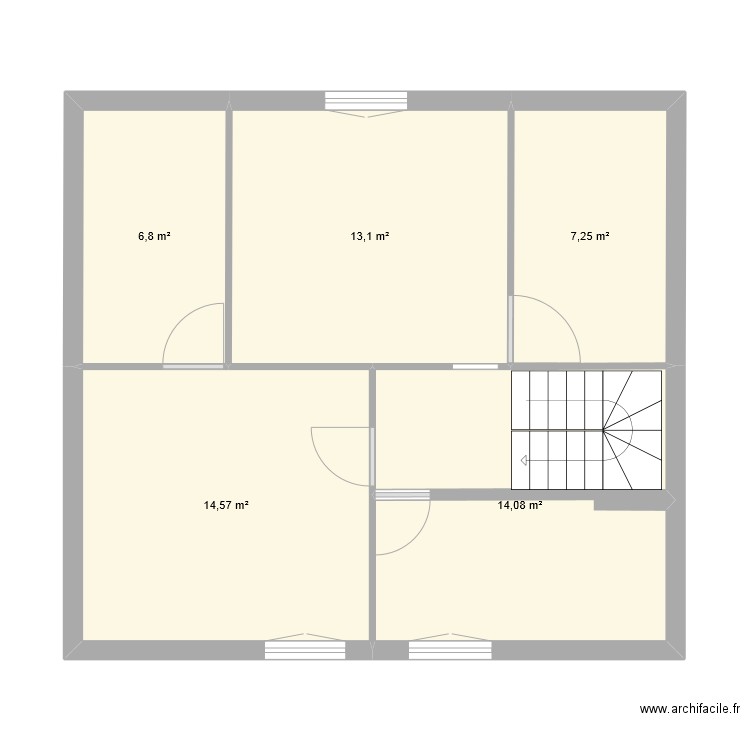 BenjDel. Plan de 5 pièces et 56 m2