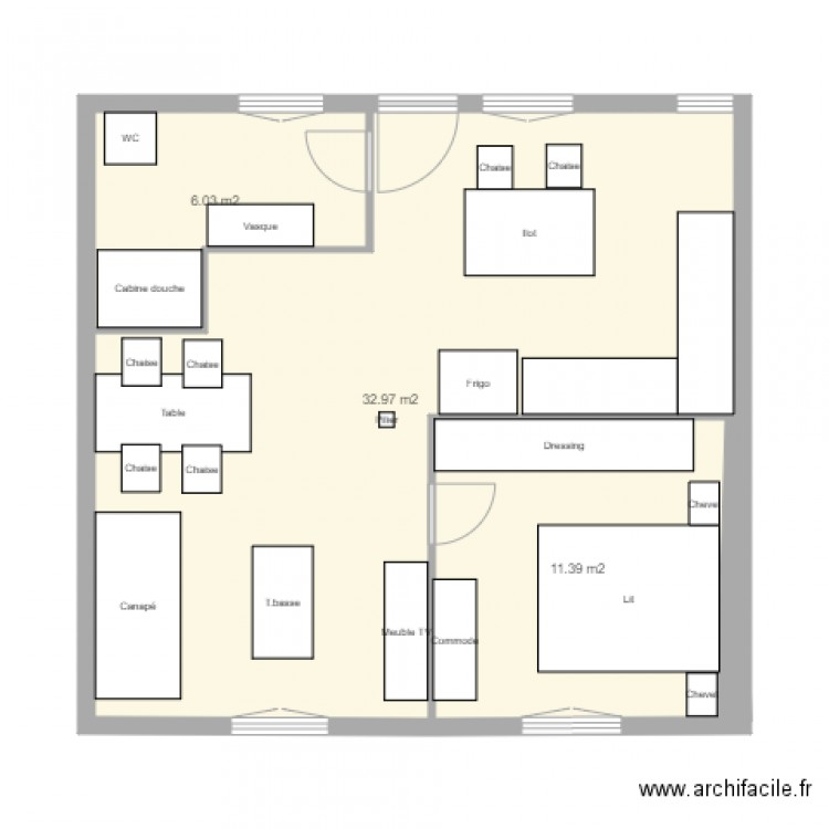 Plan appartement avec meubles actuel. Plan de 0 pièce et 0 m2