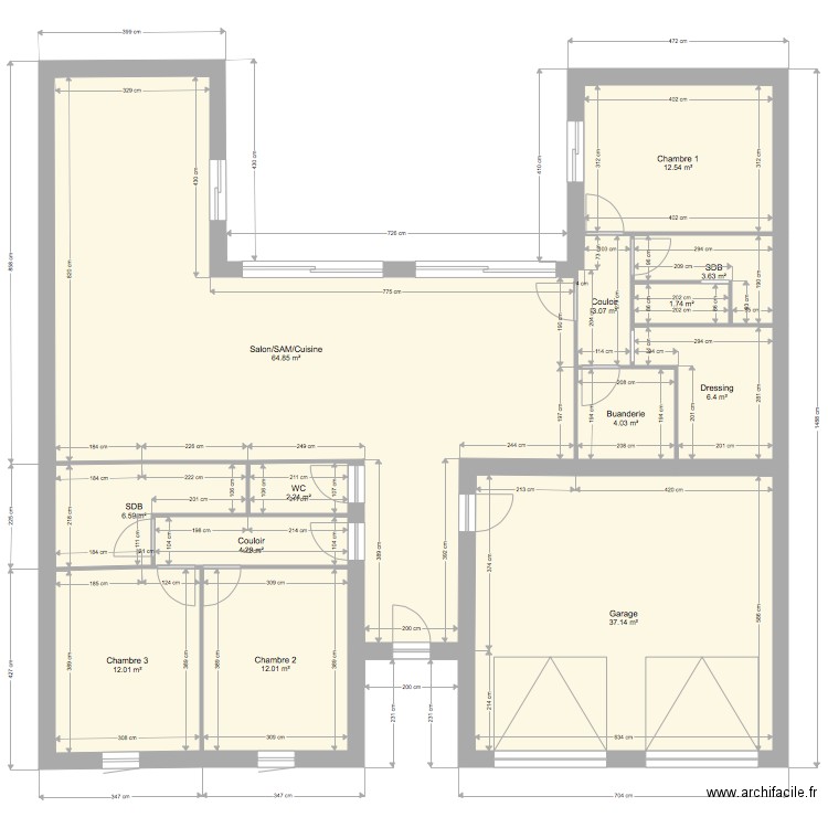 Plan maison H version 3. Plan de 0 pièce et 0 m2