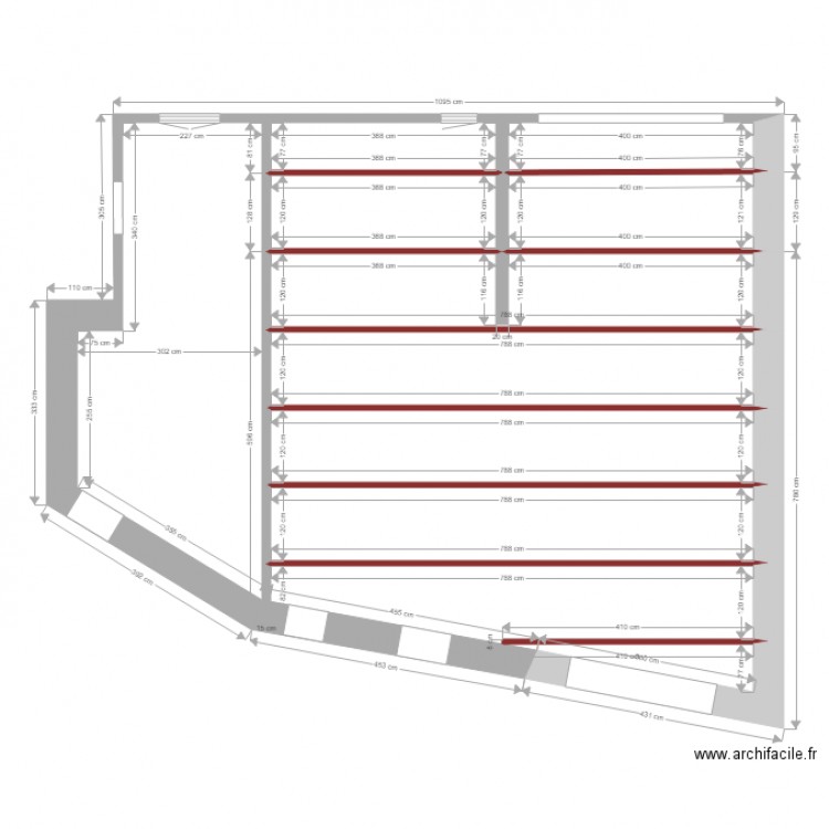Dépendance futur ( plan charpente ). Plan de 9 pièces et 81 m2