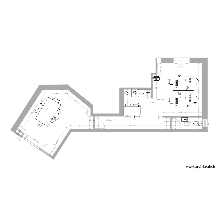 Laveran bureau 4. Plan de 4 pièces et 56 m2