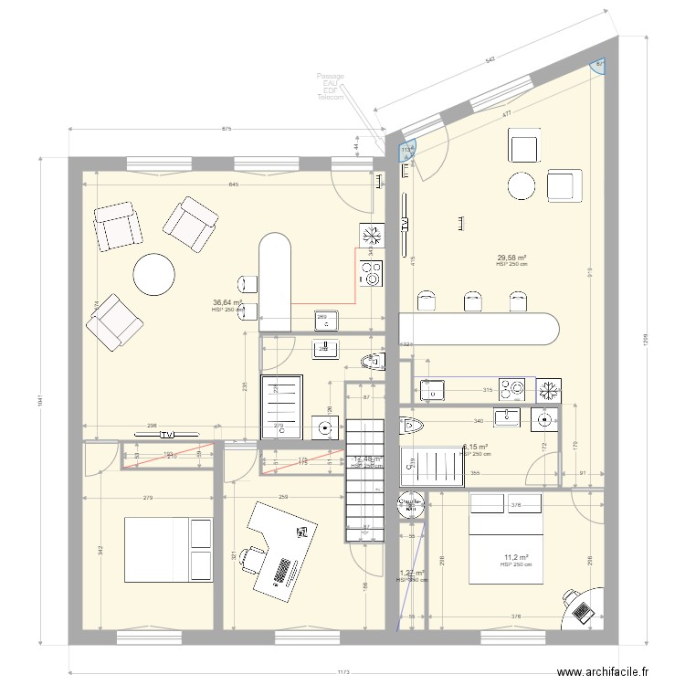 CHOB - Projet02. Plan de 12 pièces et 160 m2