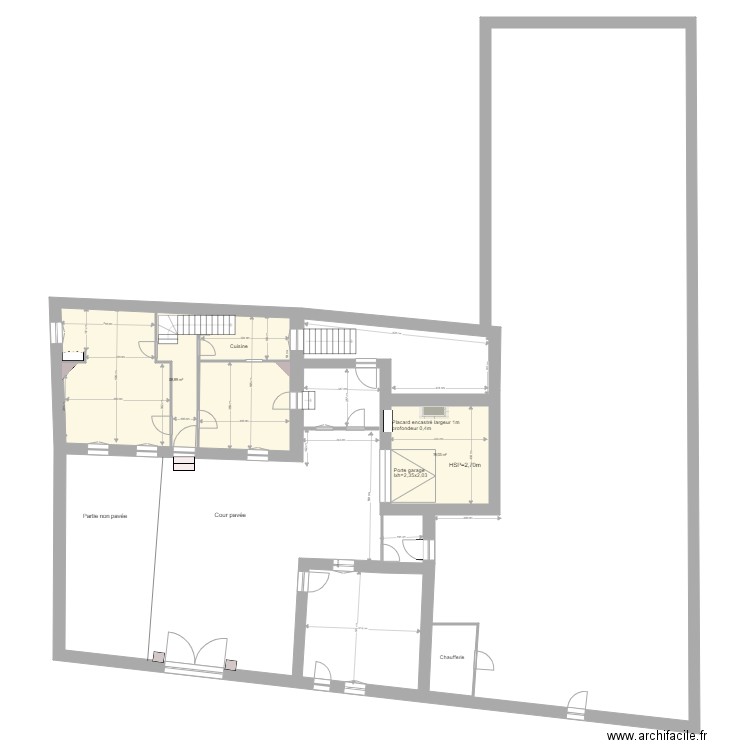 Bourron Etat actuel Rdec. Plan de 2 pièces et 78 m2