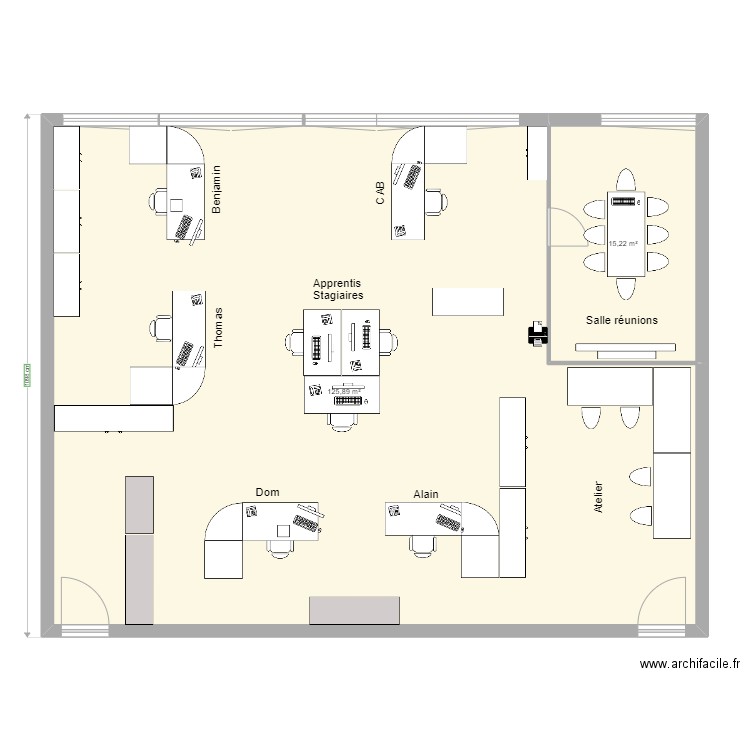NewBureauxIT v1. Plan de 2 pièces et 141 m2