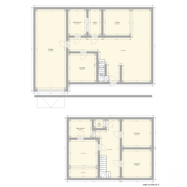 plan maison Thomas rdc et r1. Plan de 0 pièce et 0 m2