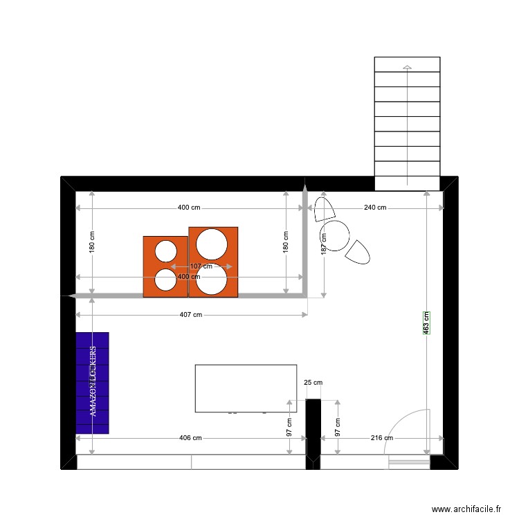 Laverie COLOMIERS Etage. Plan de 2 pièces et 29 m2