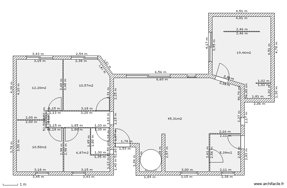 projet 1. Plan de 7 pièces et 110 m2