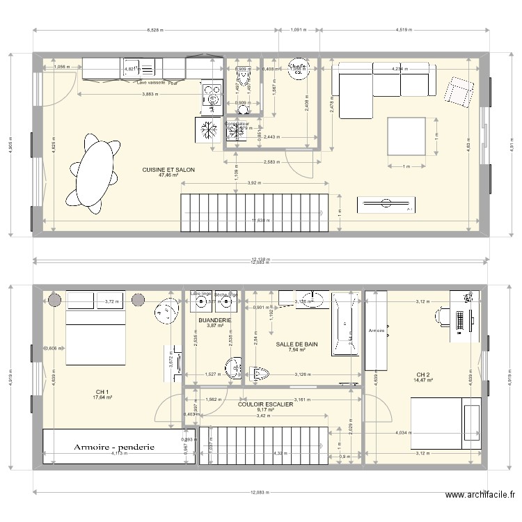 Maison plan définitif 22.xxxx. Plan de 8 pièces et 106 m2