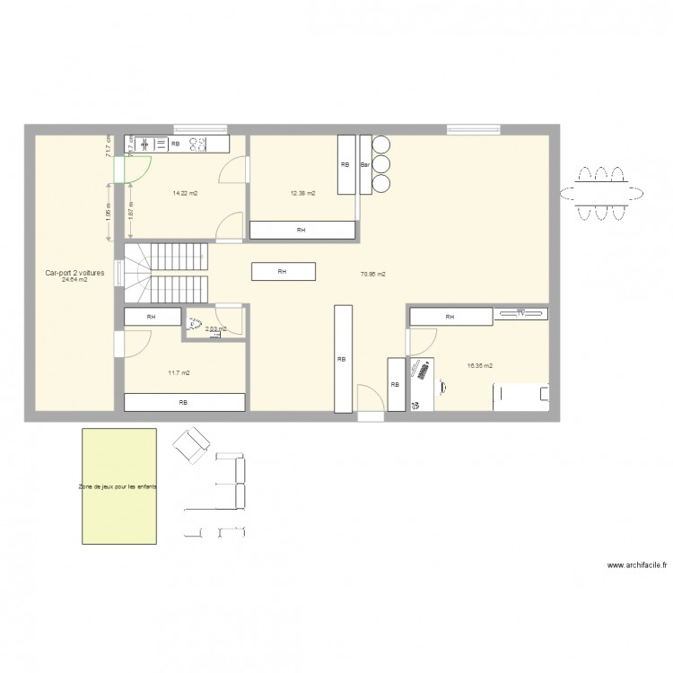 Maison RDC 14b. Plan de 0 pièce et 0 m2