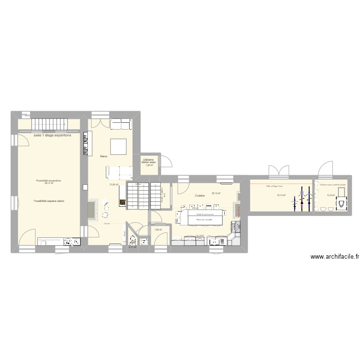 Maison RC  St Thegonnec. Plan de 8 pièces et 116 m2
