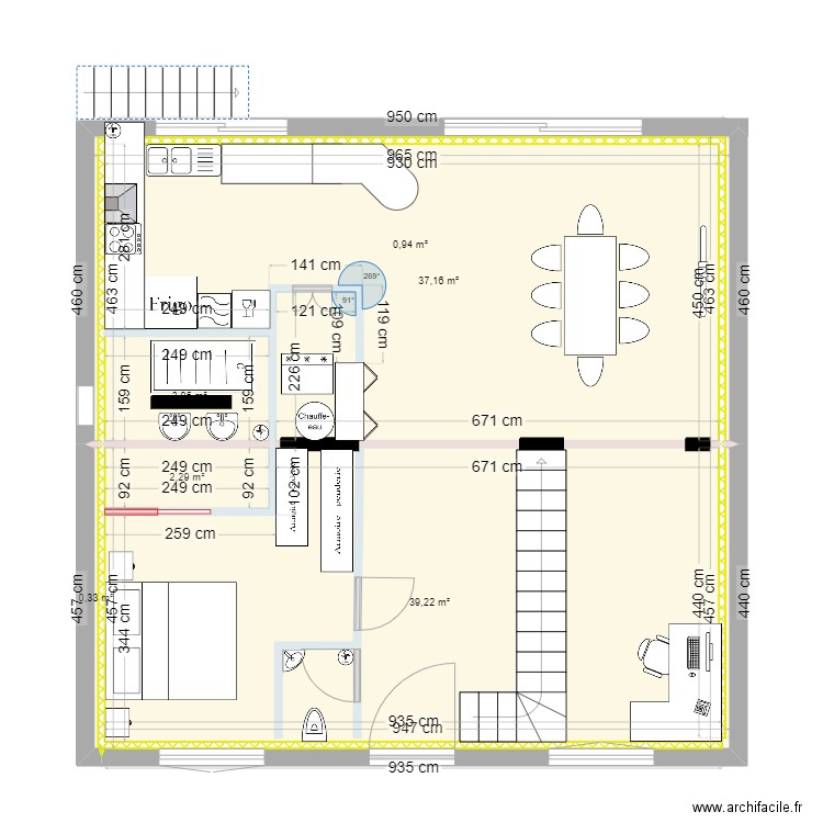 21 Miramar projet. Plan de 6 pièces et 84 m2