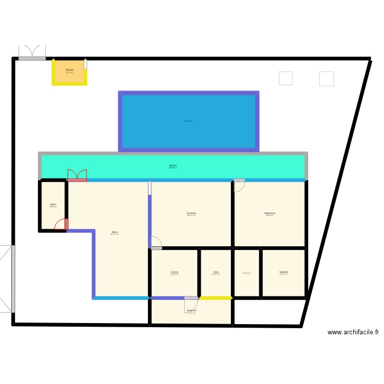 ALVARO. Plan de 12 pièces et 232 m2