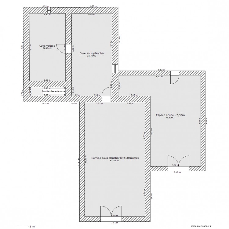 Niveau n-1 habitation et Remise. Plan de 0 pièce et 0 m2