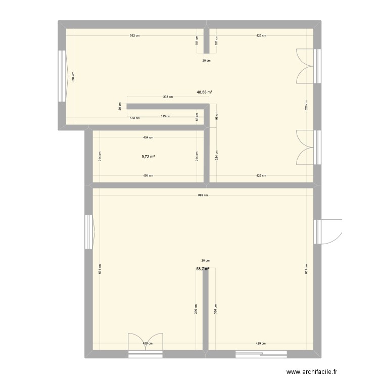 Benquet rdc loyer. Plan de 3 pièces et 117 m2