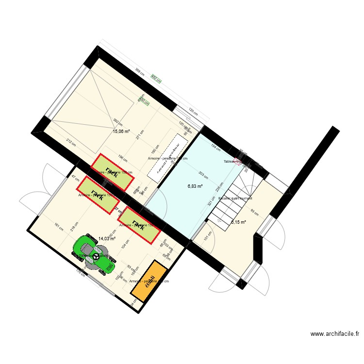 ETOILE garage abri de jardin BIS. Plan de 4 pièces et 42 m2