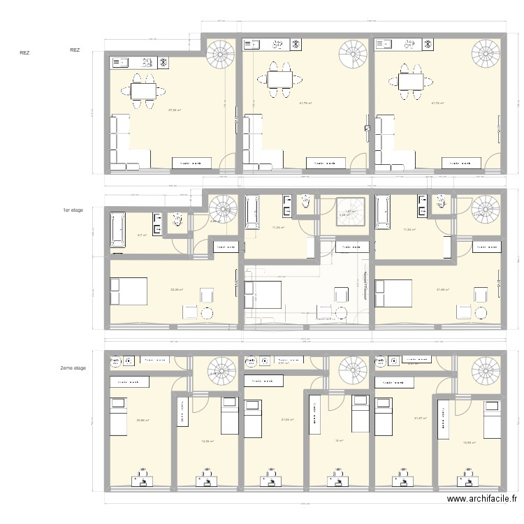 delta 3 chambres. Plan de 24 pièces et 370 m2