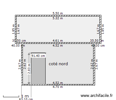 Rucher face Nord. Plan de 2 pièces et 21 m2