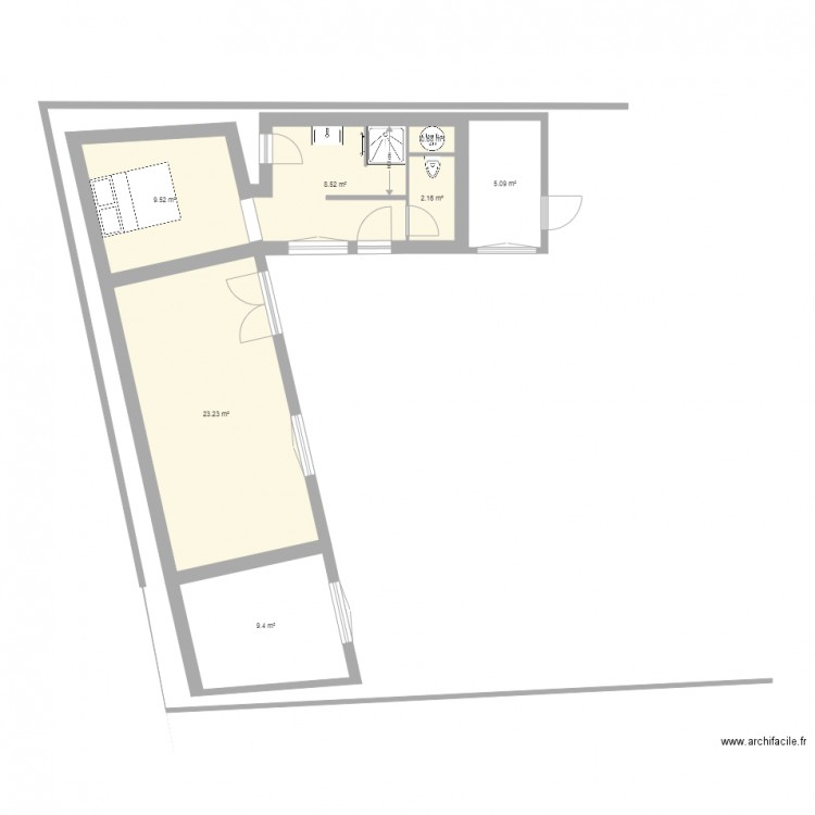 extension ancienne maison V2. Plan de 0 pièce et 0 m2