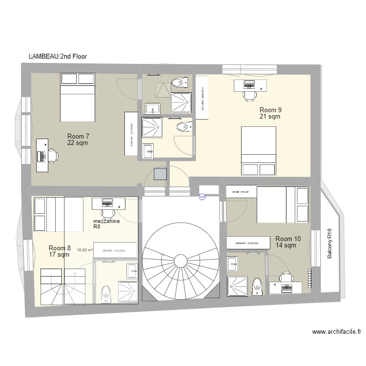 LAMBEAU House Map. Plan de 27 pièces et 405 m2