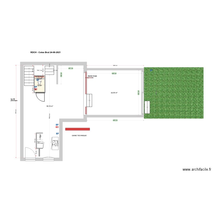 RDCH Courbevoie 17 11 2021. Plan de 4 pièces et 65 m2