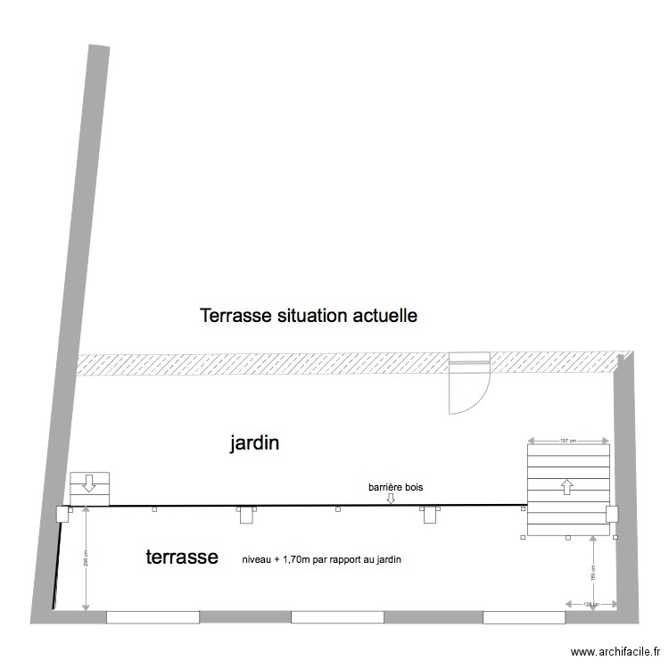 terrasse situation actuelle. Plan de 0 pièce et 0 m2