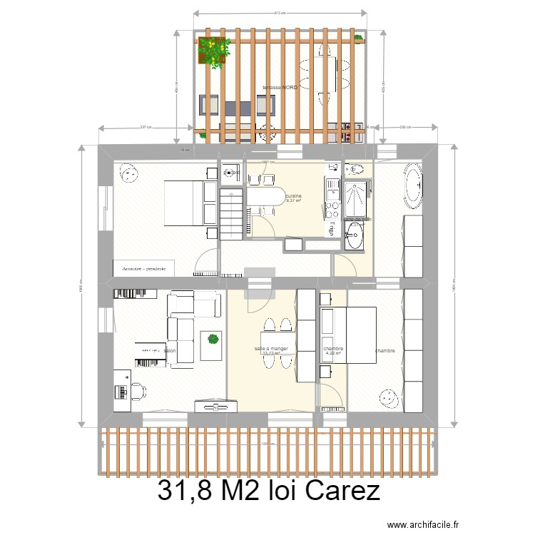 Appartement etage UMIA loi carrez. Plan de 13 pièces et 115 m2