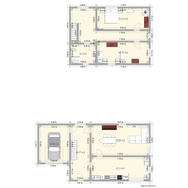 maison 2 étage 1. Plan de 0 pièce et 0 m2