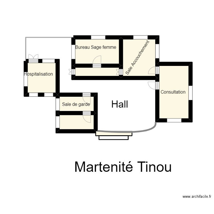 Vue en plan Marternité Tinou. Plan de 9 pièces et 12 m2