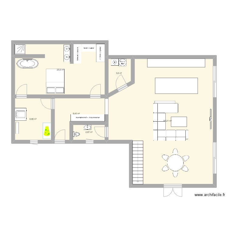 extension a etage. Plan de 6 pièces et 115 m2