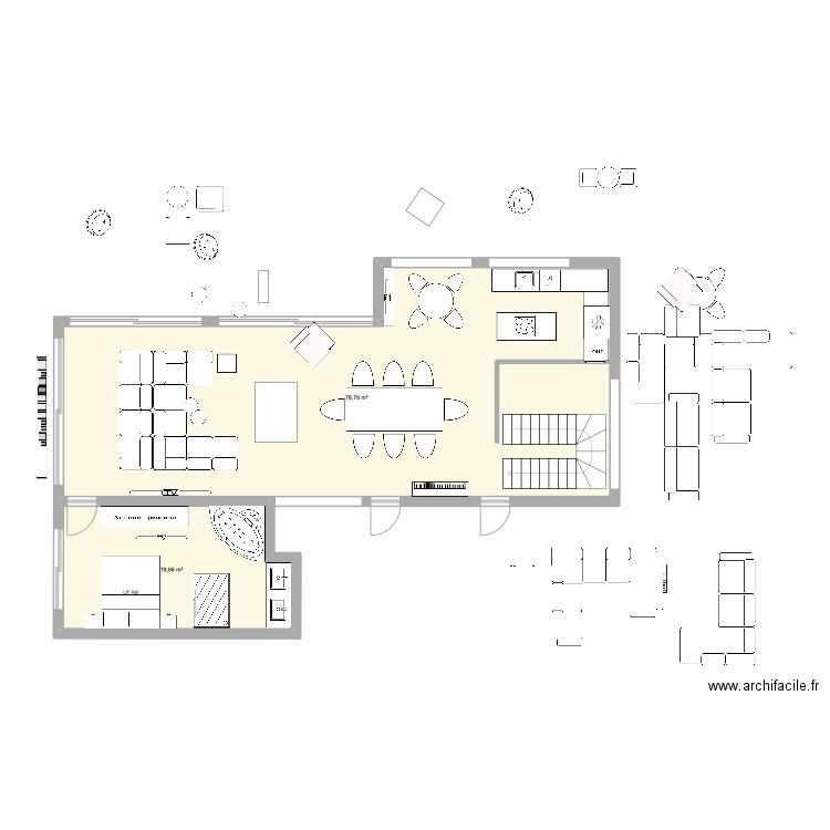 Chambre parentale suisse 2. Plan de 2 pièces et 98 m2
