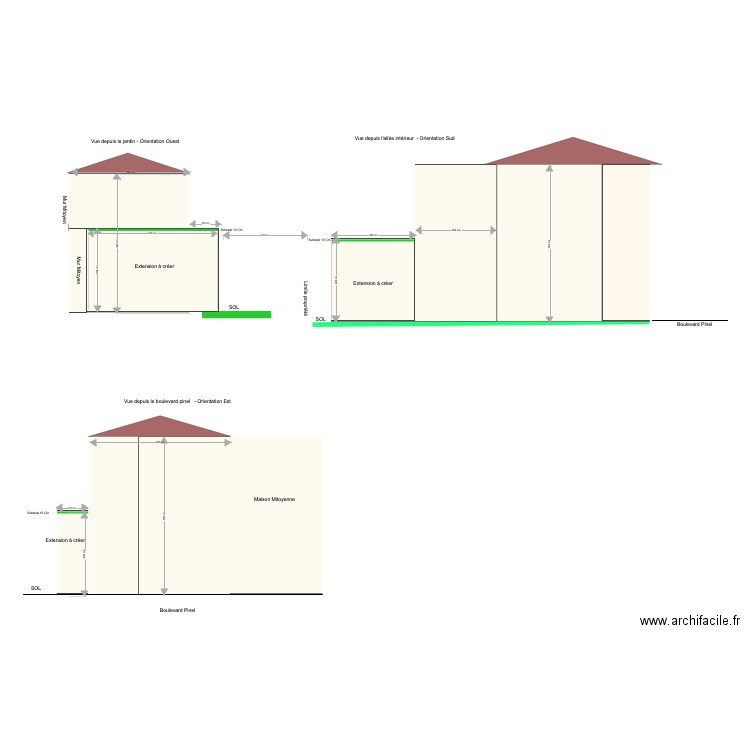 Plan de coupe Projet 68 bl pinel toit vegetalisé. Plan de 0 pièce et 0 m2