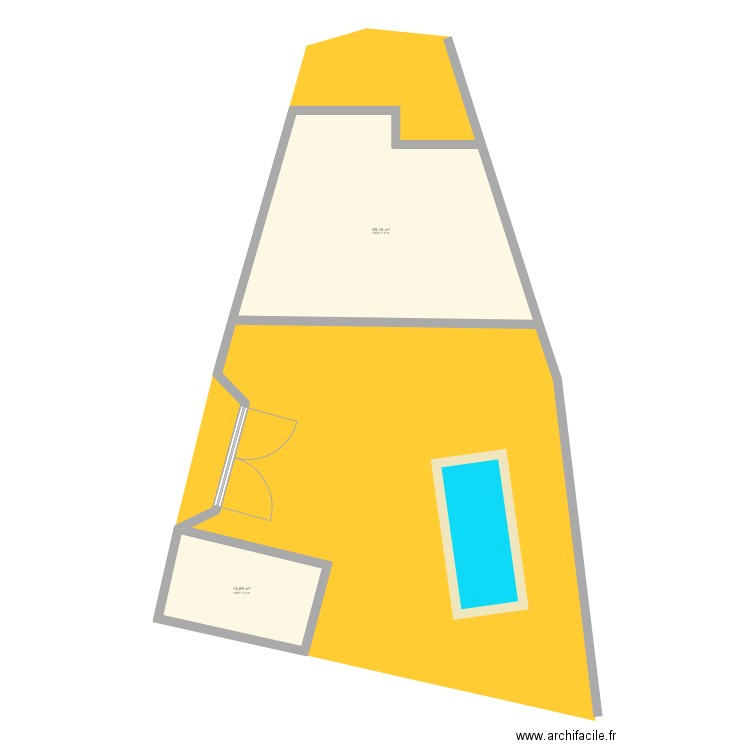 Plan de masse Ville sur Jarnioux. Plan de 2 pièces et 70 m2