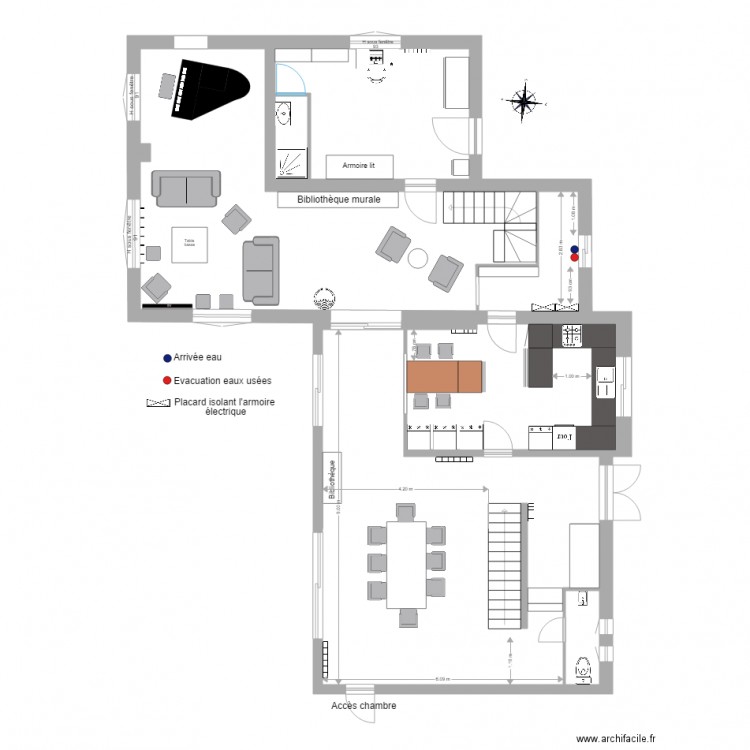 Plan aménagement salle salons cuisine buanderie 5. Plan de 0 pièce et 0 m2