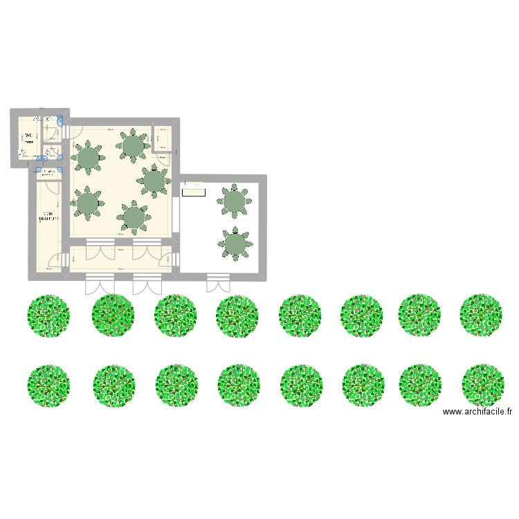 Château du Prieuré - le Grand Salon avec mobilier table de 8. Plan de 5 pièces et 93 m2