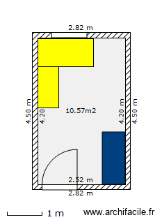 bureau beau site. Plan de 1 pièce et 11 m2