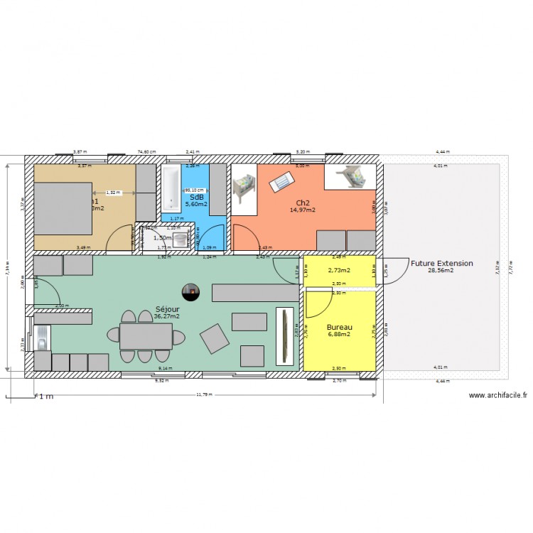Maison 80m carré habitable V2. Plan de 0 pièce et 0 m2