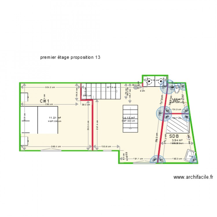premier étage AVEC CLOISON proposition 13. Plan de 0 pièce et 0 m2