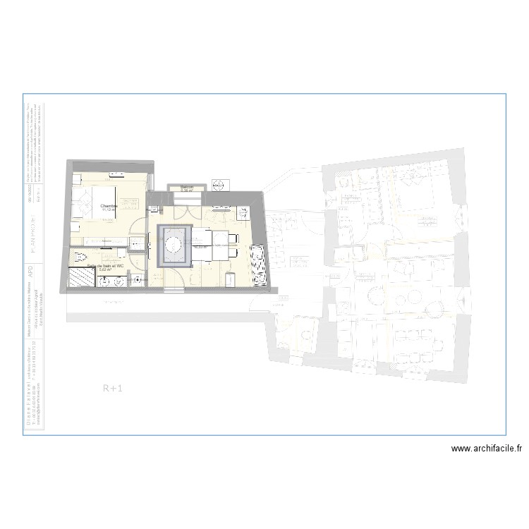 SMV Cagnoli appart couloir 4 - Aménagement 2. Plan de 4 pièces et 33 m2