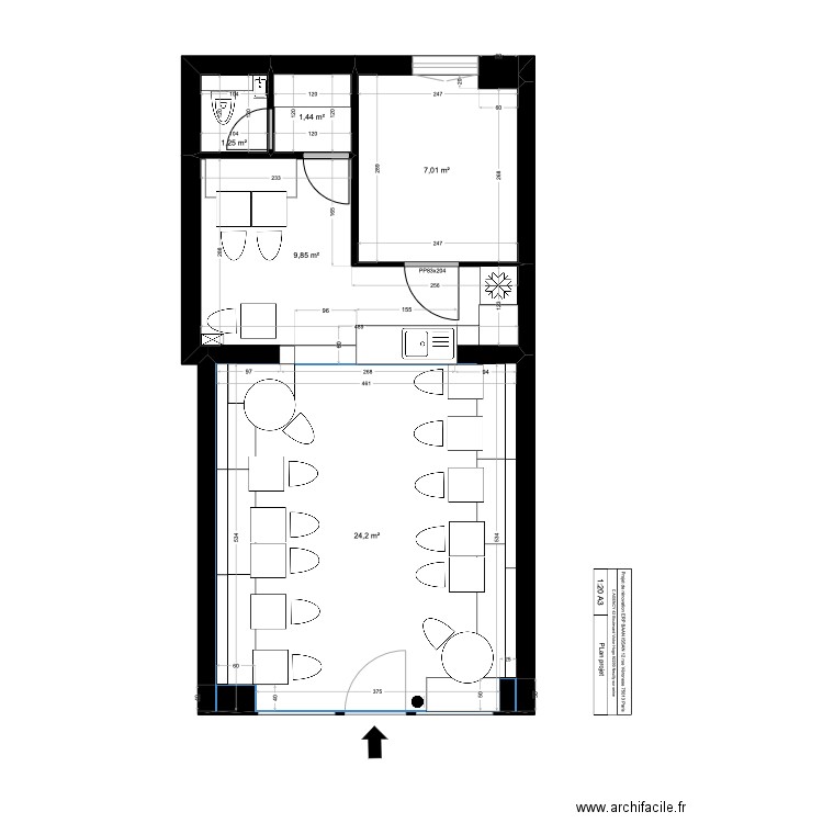 BAAN ISSAN projet 3. Plan de 5 pièces et 44 m2