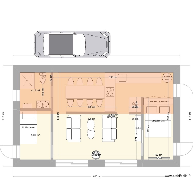Maison2. Plan de 4 pièces et 48 m2
