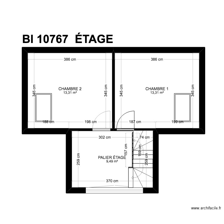 BI 10767.. Plan de 13 pièces et 116 m2