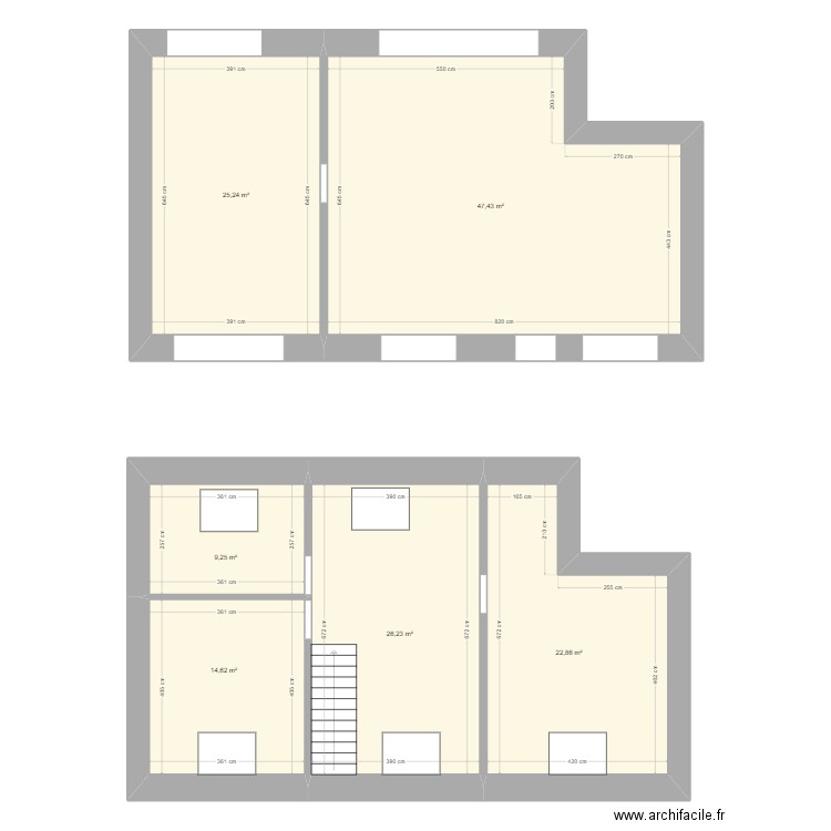 Etage. Plan de 6 pièces et 146 m2