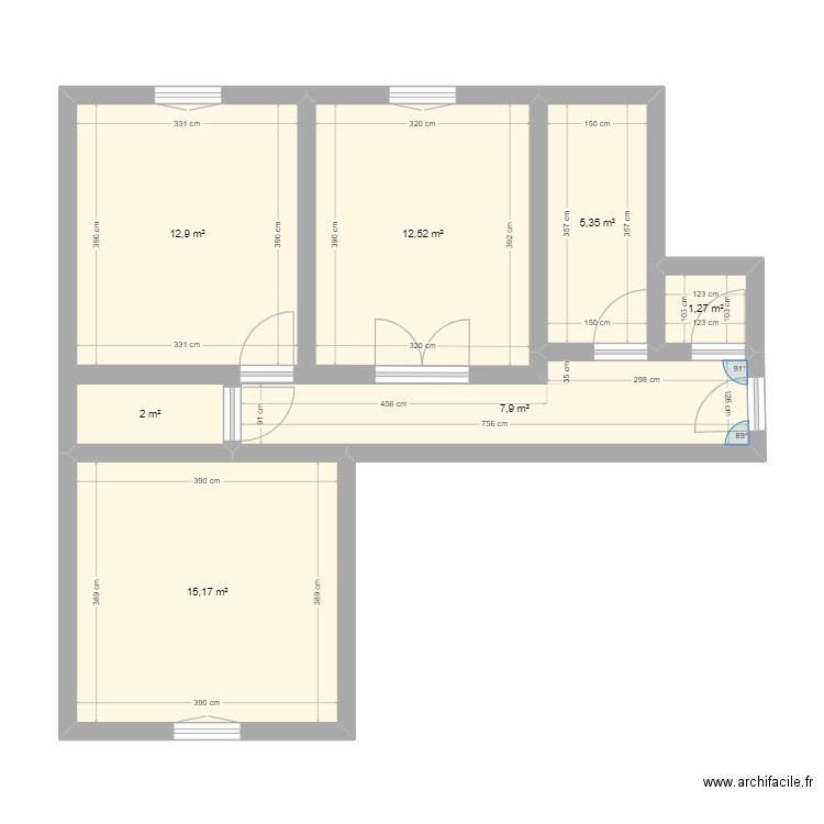 Appartement 14ème. Plan de 7 pièces et 57 m2
