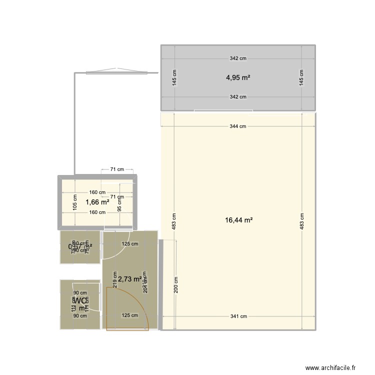 Appart T1 bis Grange Blanche MODIF 2. Plan de 6 pièces et 27 m2