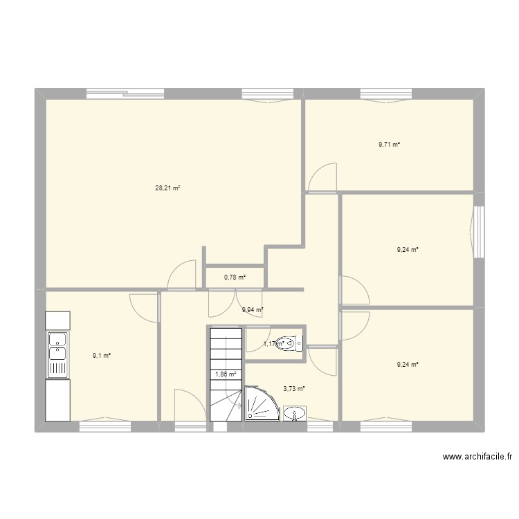 Maison Braine 2. Plan de 10 pièces et 83 m2