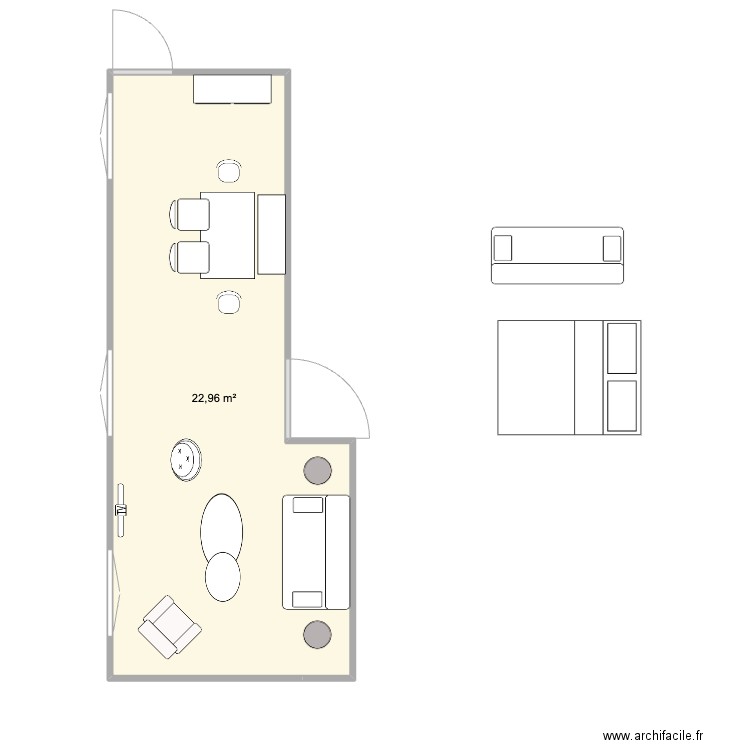 Suite Famille. Plan de 1 pièce et 23 m2