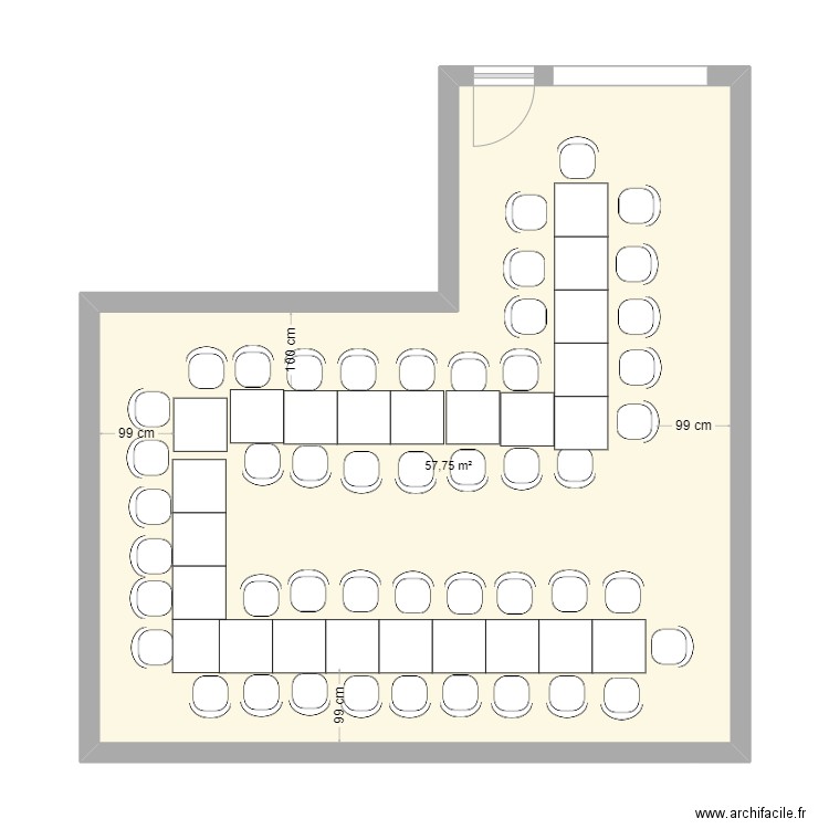 Table Sol°5. Plan de 1 pièce et 58 m2