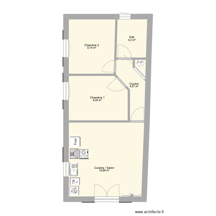 Plan location b. Plan de 5 pièces et 47 m2