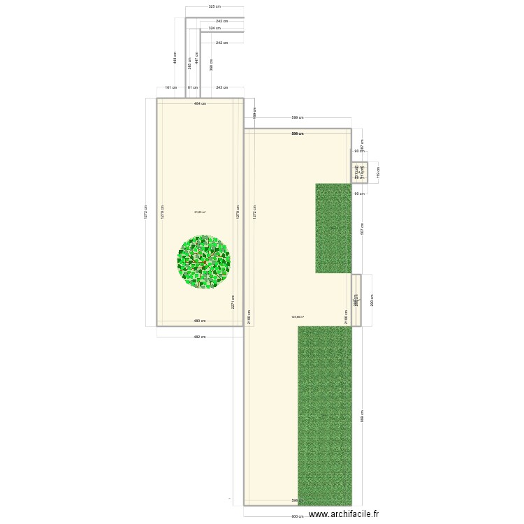 terrasse. Plan de 4 pièces et 189 m2