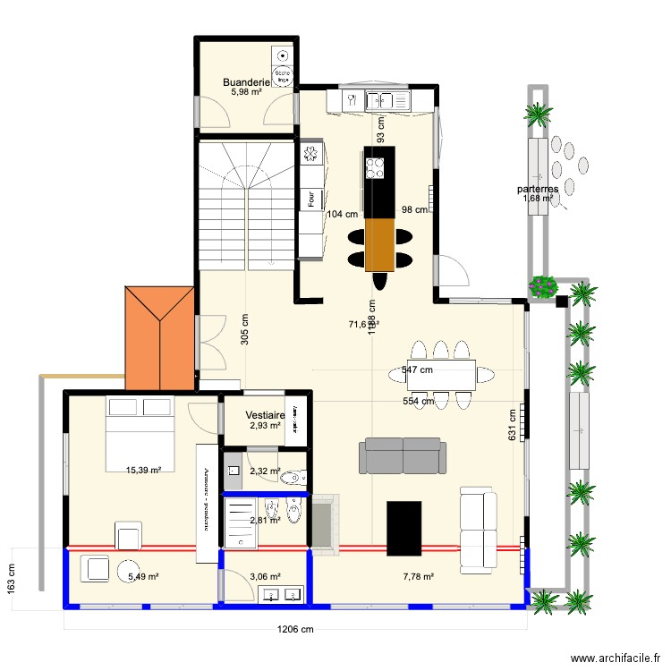 Goldra Maison AGRANDISSEMENT. Plan de 10 pièces et 119 m2